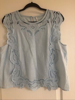Anthropologie Pale Blue Lace-Trim Camisole